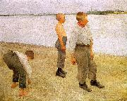 Karoly Ferenczy Boys Throwing Pebbles into the River oil painting